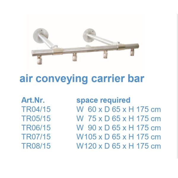 Turētājstienis ar 6 sekcijām, sudraba krāsā, izgatavots no metāla, ar stiprinājumiem abās pusēs.