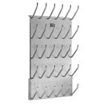 Apavu žāvētājs ar 21 metāla āķi, sudraba krāsā, ar apsildāmiem rokturiem un ventilāciju.