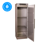 Nimo Sensor Dryer 1900, 6 kg, sudraba krāsas apģērbu žāvēšanas skapis ar divām durvīm un plauktiem iekšpusē.