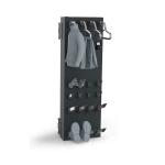 Žāvēšanas panelis TANTUM, melnā krāsā, ar vietām apaviem, cimdiem un apģērbiem, izturīgs un funkcionāls dizains.