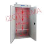 Apģērbu žāvēšanas skapis IZOTERMA SSO-100, pelēks, ar divām durvīm un ventilācijas izvadu, 20-60°C temperatūras diapazon
