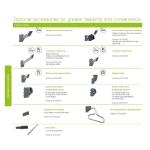 Produkta aksesuāri ar dažādām formām un izmēriem, izgatavoti no plastmasas, pelēkā un melnā krāsā.