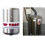 Siltā gaisa pūtējs GF 900 TOP TROCK ar metāla korpusu un uzrakstu, uzstādīts pie sienas.