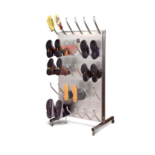 Mobilais rāmis apavu žāvētājiem ar metāla struktūru, ērti novietoti apavi un cimdi, praktisks un funkcionāls dizains.