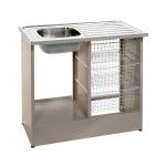 Nimo NB 1000 MB izlietne ar metāla trauku, platu virsmu un metāla groziem sānos. Krāsa pelēka.